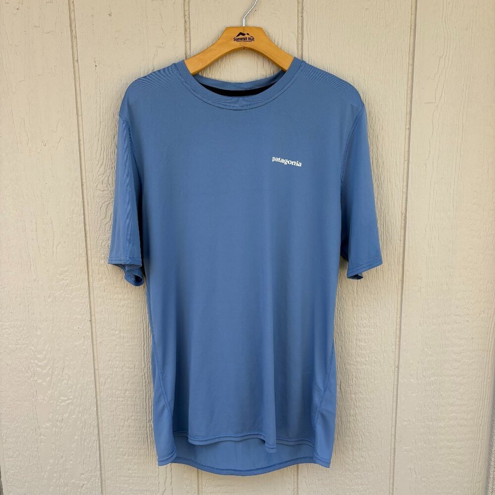 Patagonia RØ Sun Shirt Men's Small Railroad Blue UPF Beach Surf Outdoor Summer